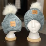 Dusty Teal / White Pom